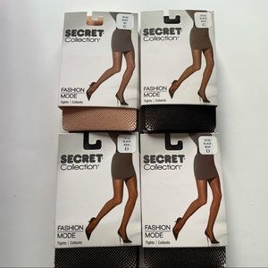4 Secret Collection Fishnet Tights Size C/D
